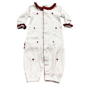 Magnolia Baby Red + White Polka Dot Rose One Piece Size Newborn